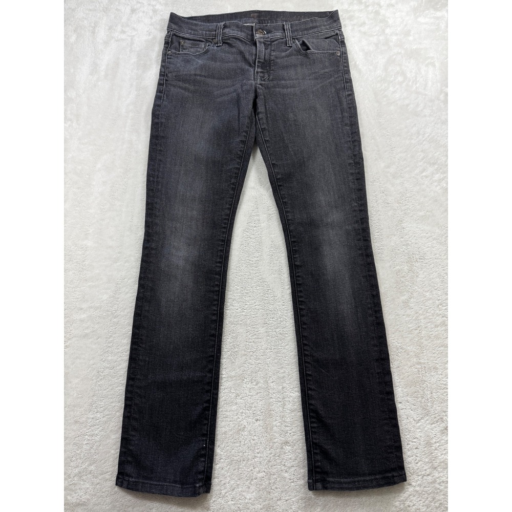 7 For All Mankind Womens Straight Leg Faded Black Jeans 28 Meas: 30x30